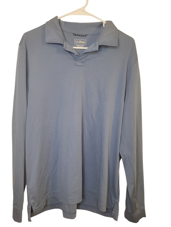 L.L. Bean Other - LL Bean Polo Shirt Rugby Slightly Fitted Blue Long Sleeve Men Large Regular